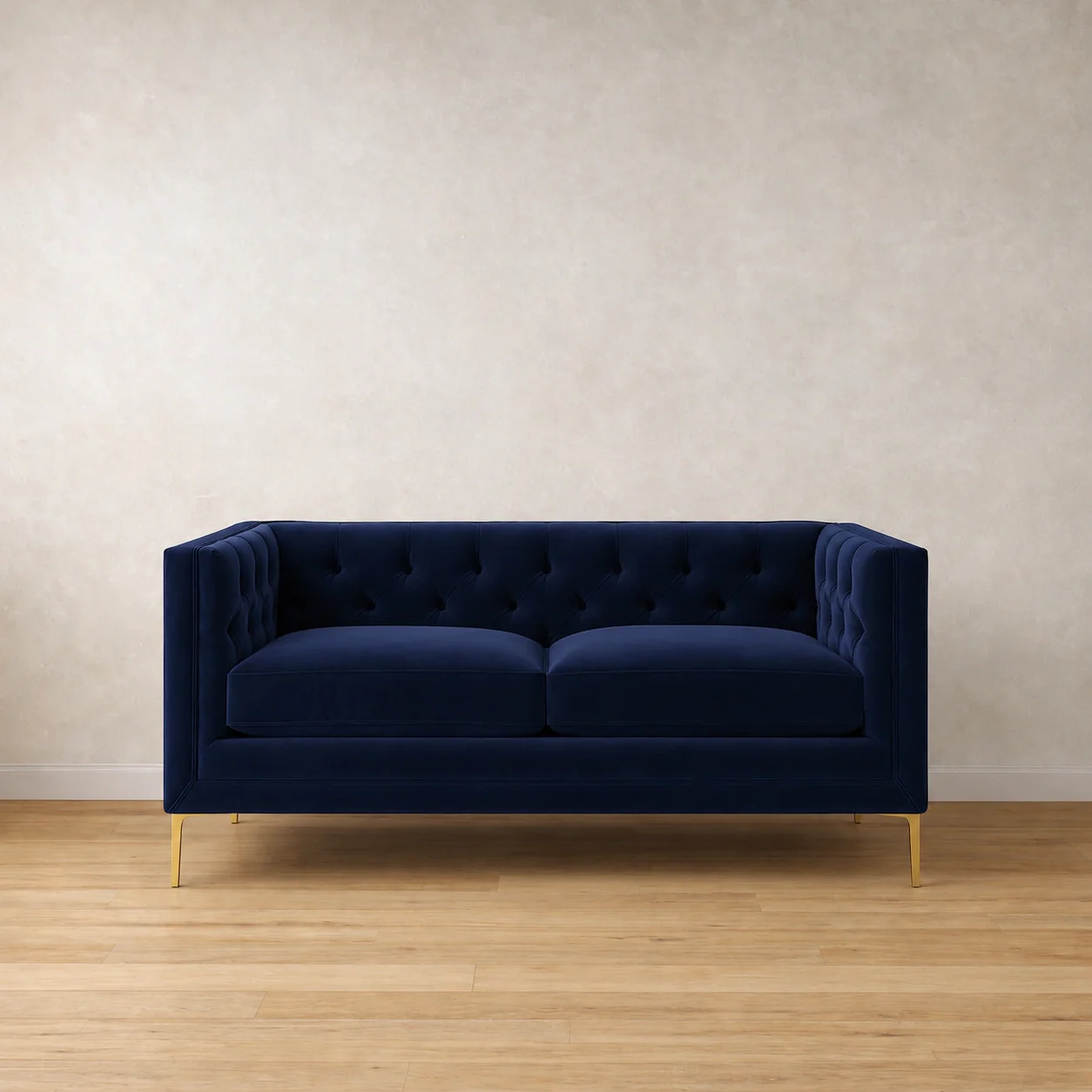 165cm Arthur Sofa in Navy Velvet - Ready To Deliver