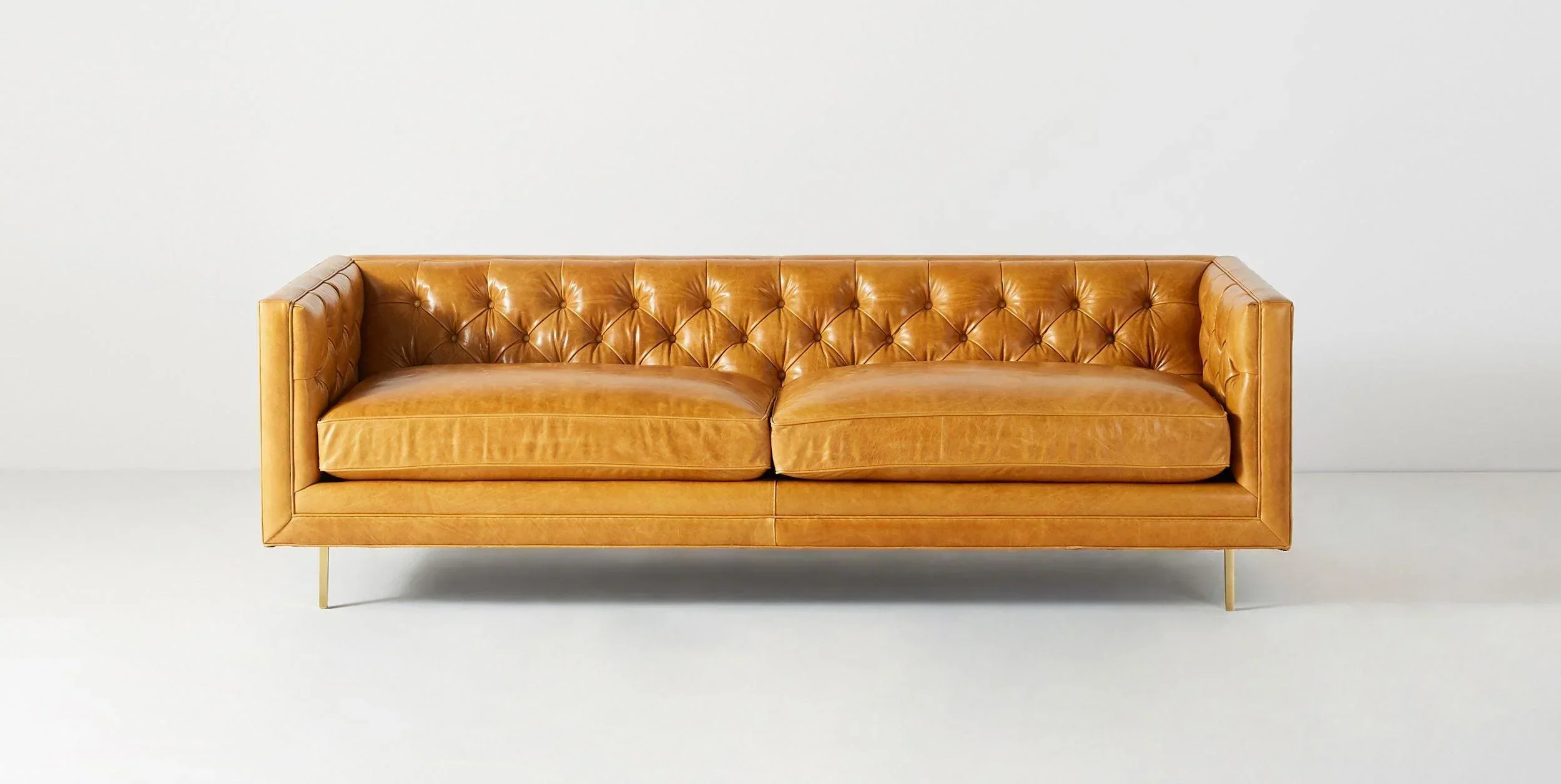 Arthur Mid-Century Leather Sofa | Deep Buttoned Sofa - Image 3