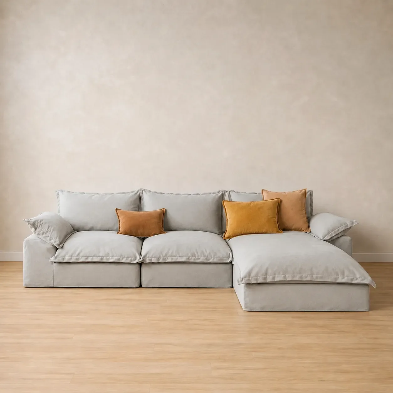 Chiara Sectional Loose Washable Cover Sofa With Chaise - Right Facing
