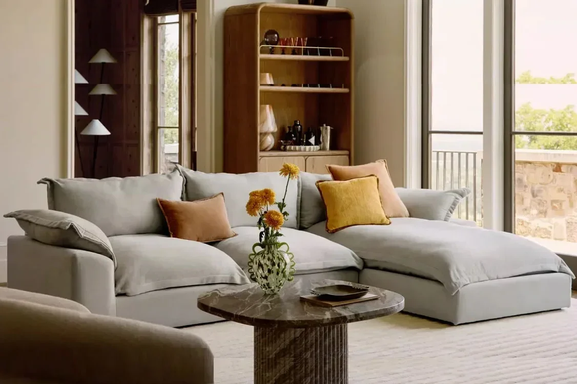 Chiara Sectional Loose Washable Cover Sofa With Chaise - Right Facing - Image 2