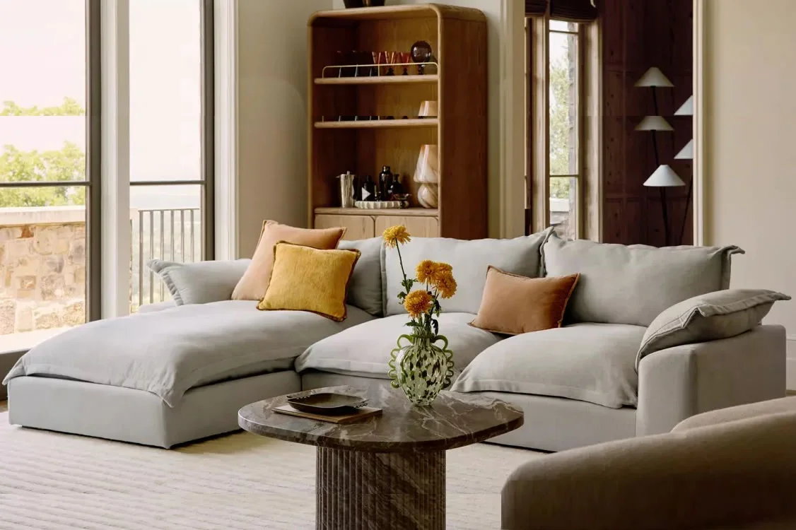 Chiara Sectional Loose Washable Cover Sofa With Chaise - Left Facing - Image 2