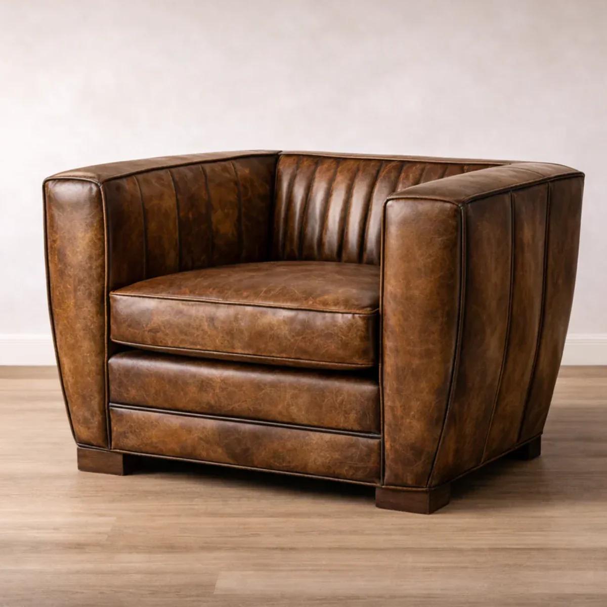 Deco Vintage Leather Armchair - Image 3