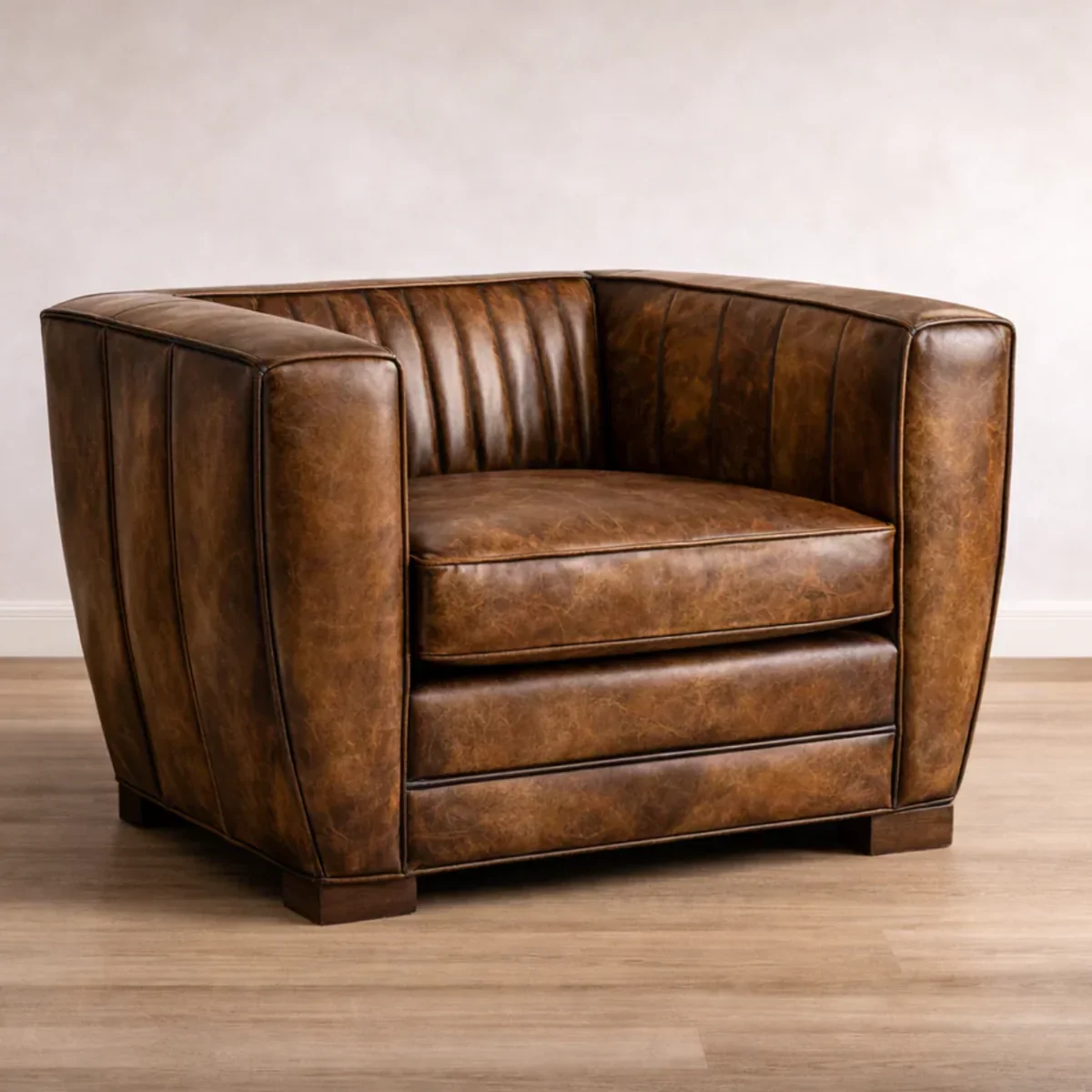 Deco Vintage Leather Armchair - Image 4