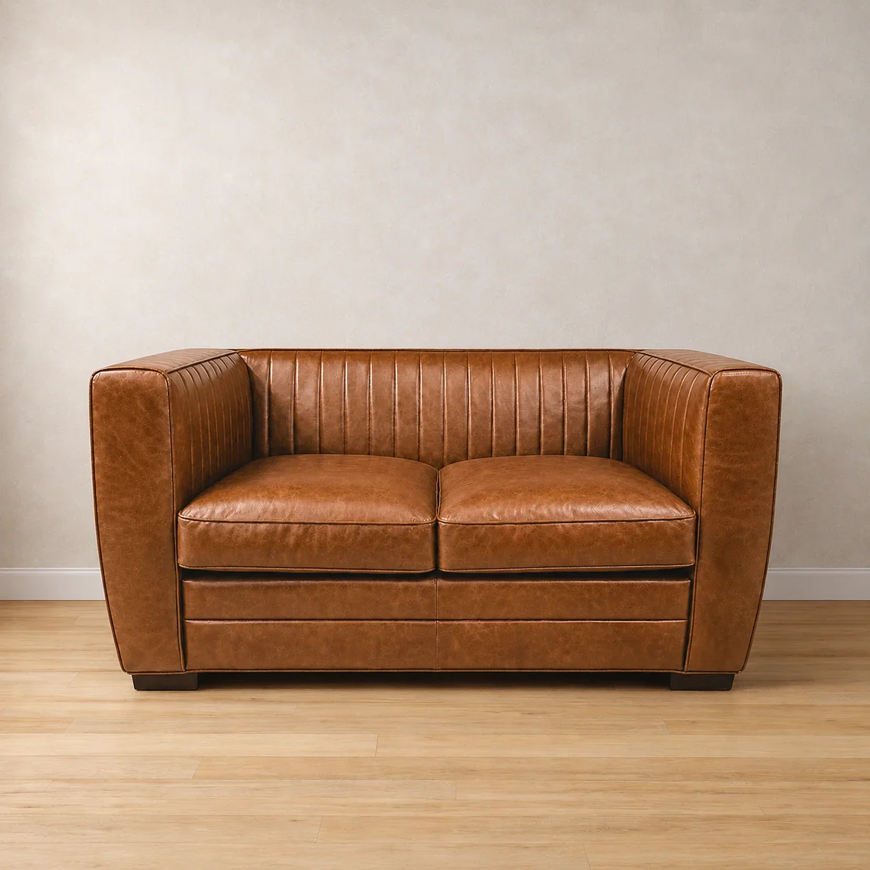 160cm Deco Vintage Leather Sofa - Ready To Deliver