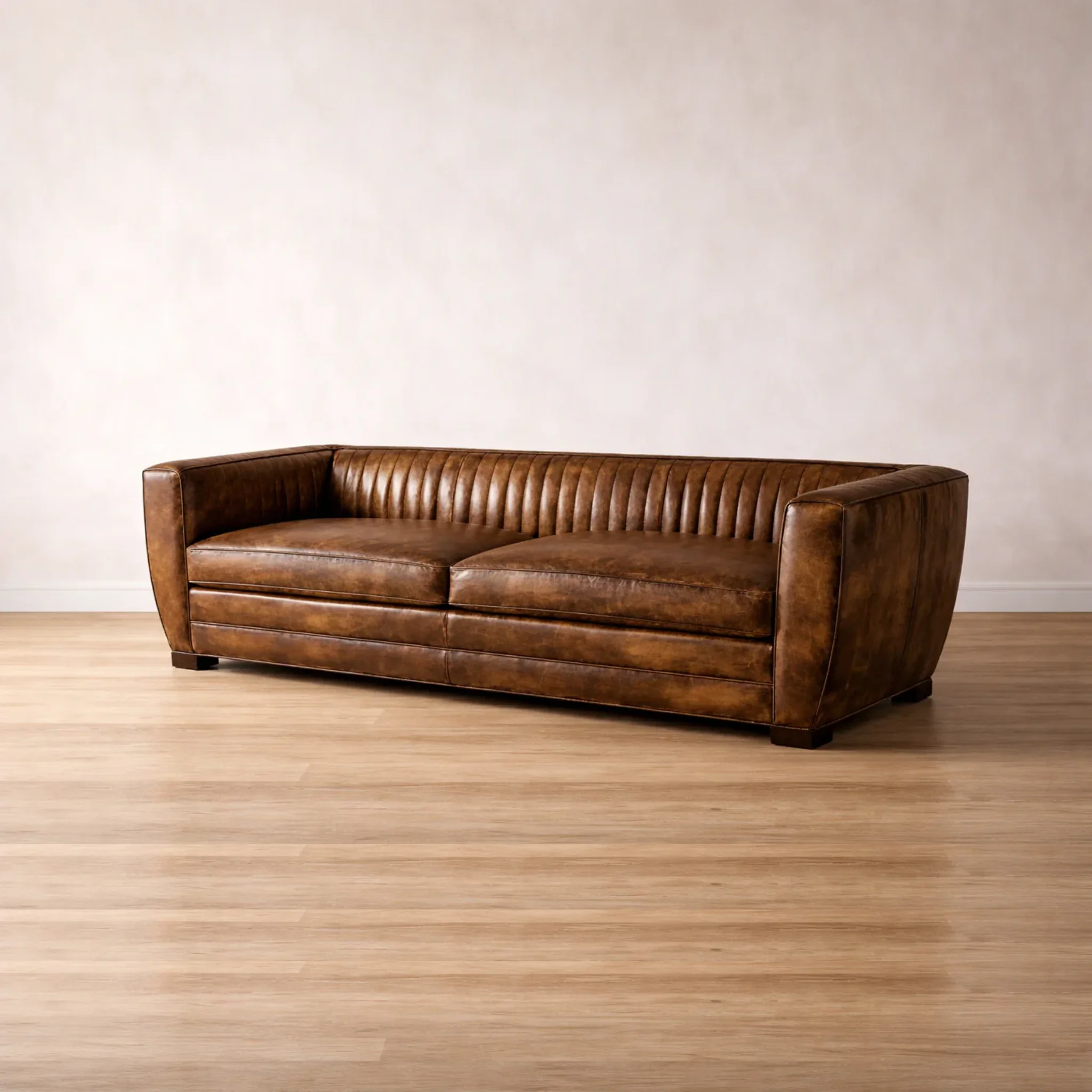 Deco Vintage Leather Sofa - Image 3