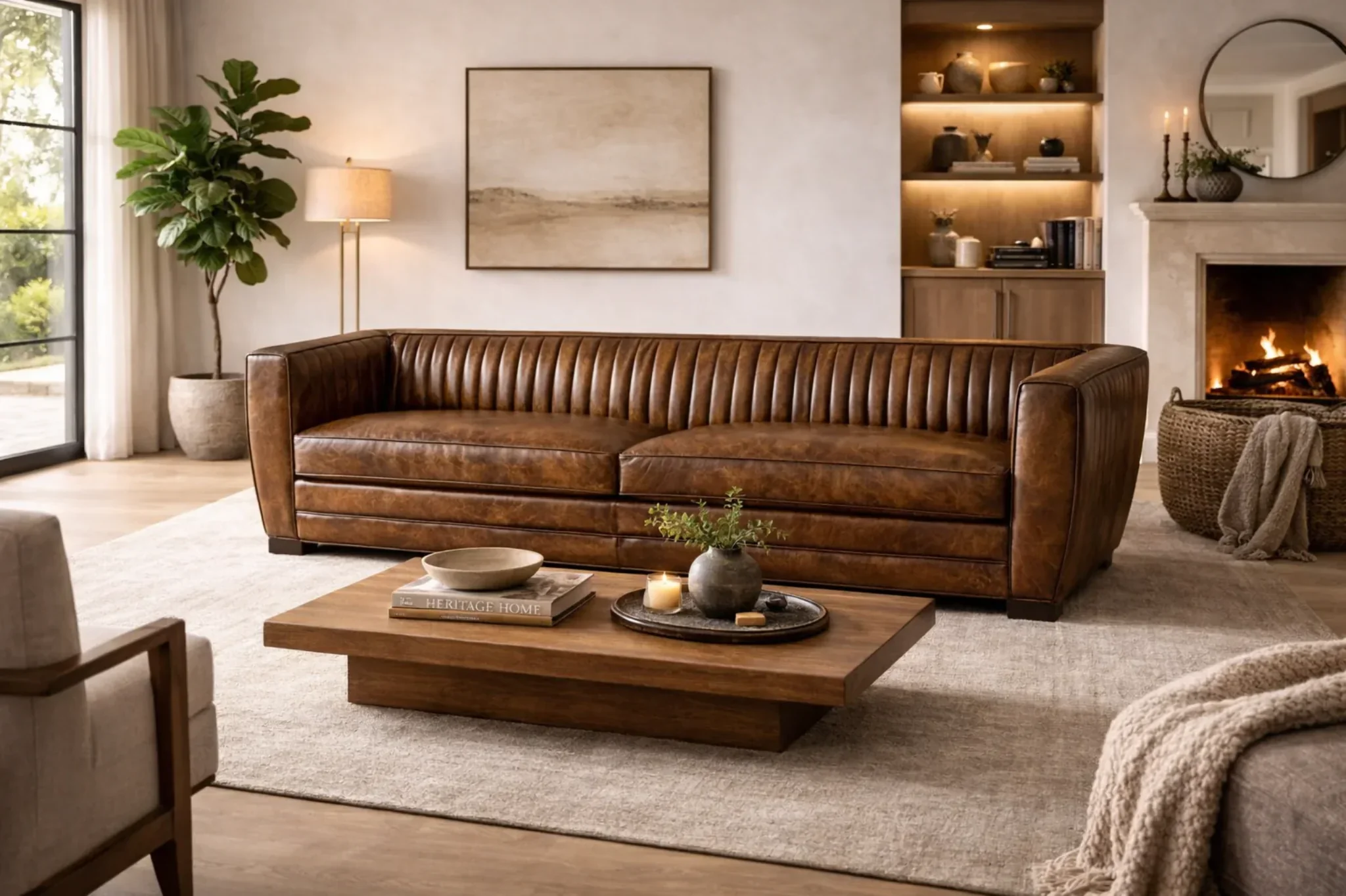 Deco Vintage Leather Sofa - Image 7