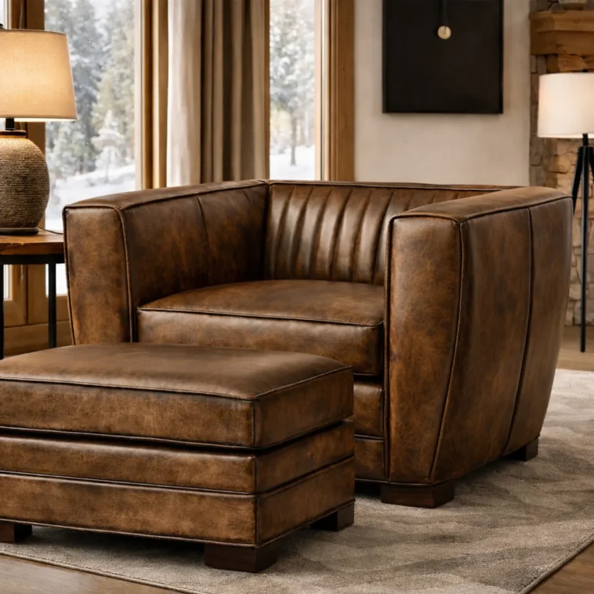 Deco Vintage Leather Sofa - Image 8