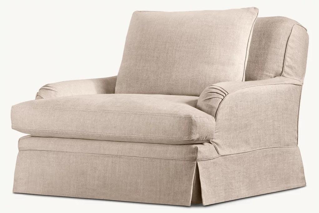 Griffin Classic English Loose Cover Linen Love Seat - Image 3