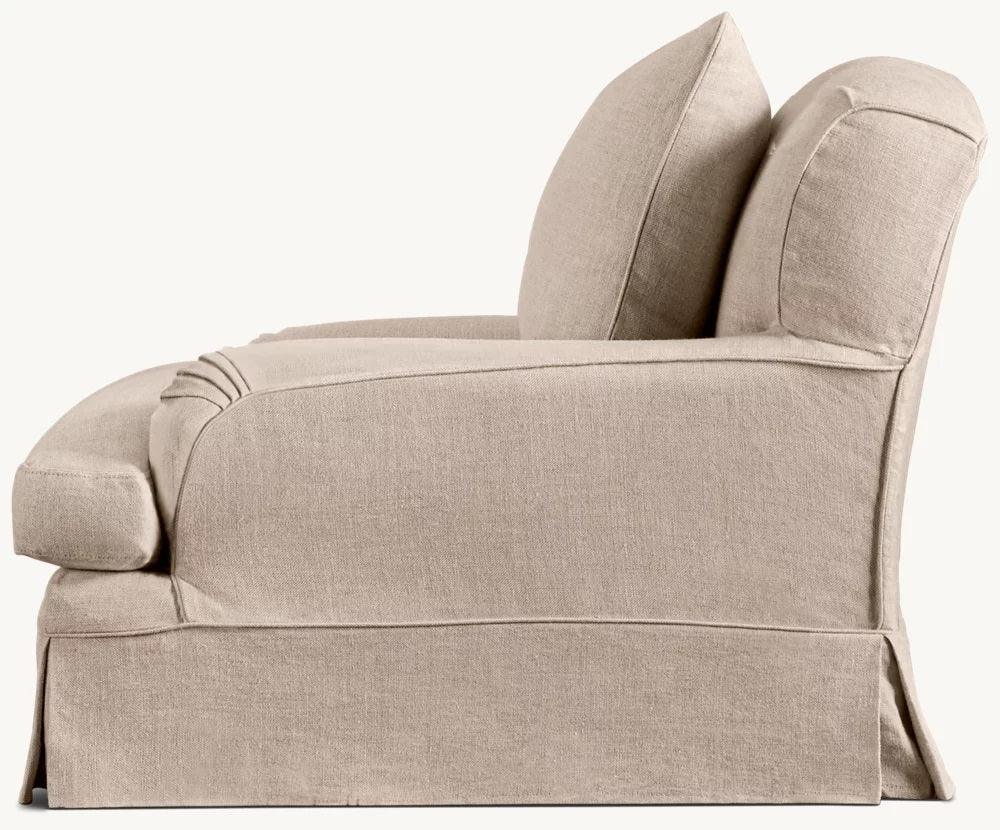 Griffin Classic English Loose Cover Linen Love Seat - Image 4