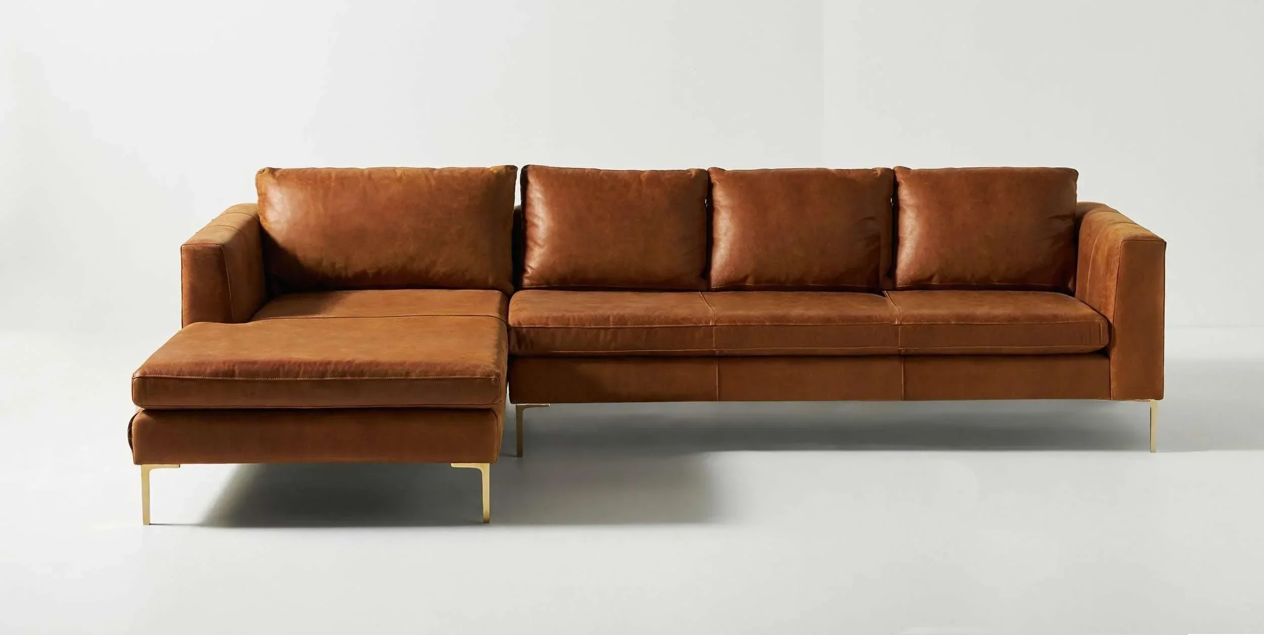 Turin Contemporary Leather Sofa With Chaise - Image 10