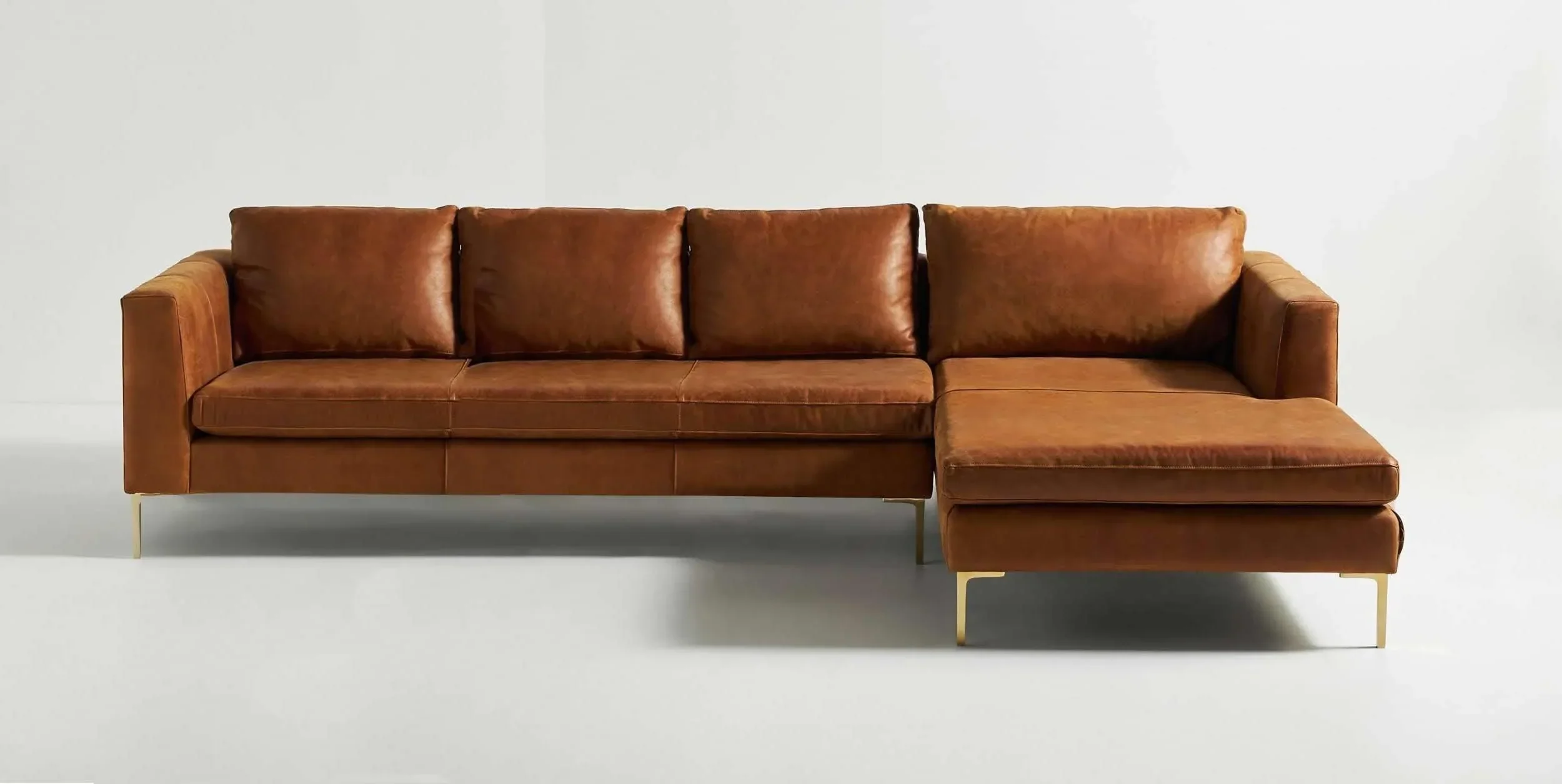 Turin Contemporary Leather Sofa With Chaise - Image 11
