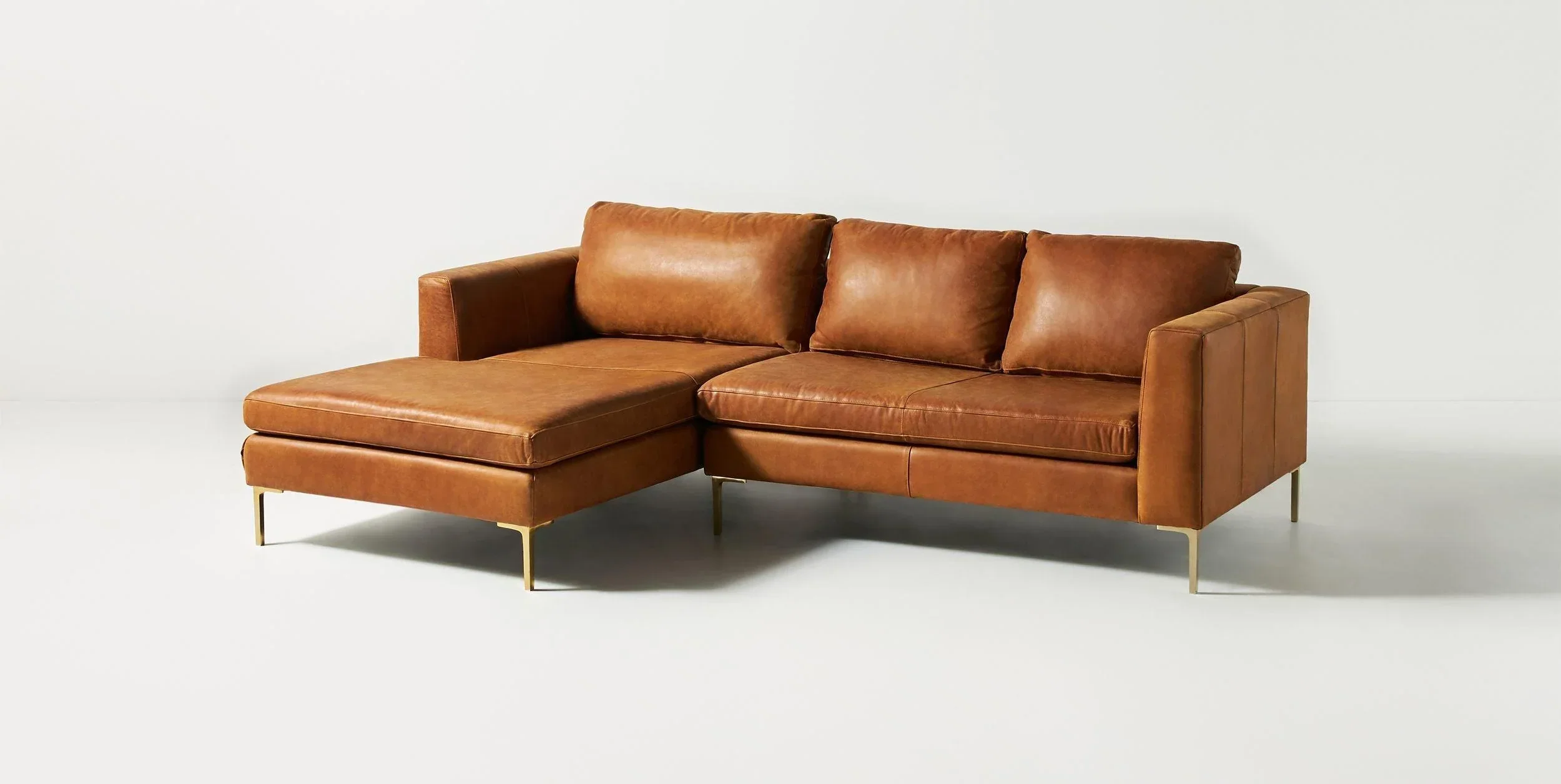 Turin Contemporary Leather Sofa With Chaise - Image 3