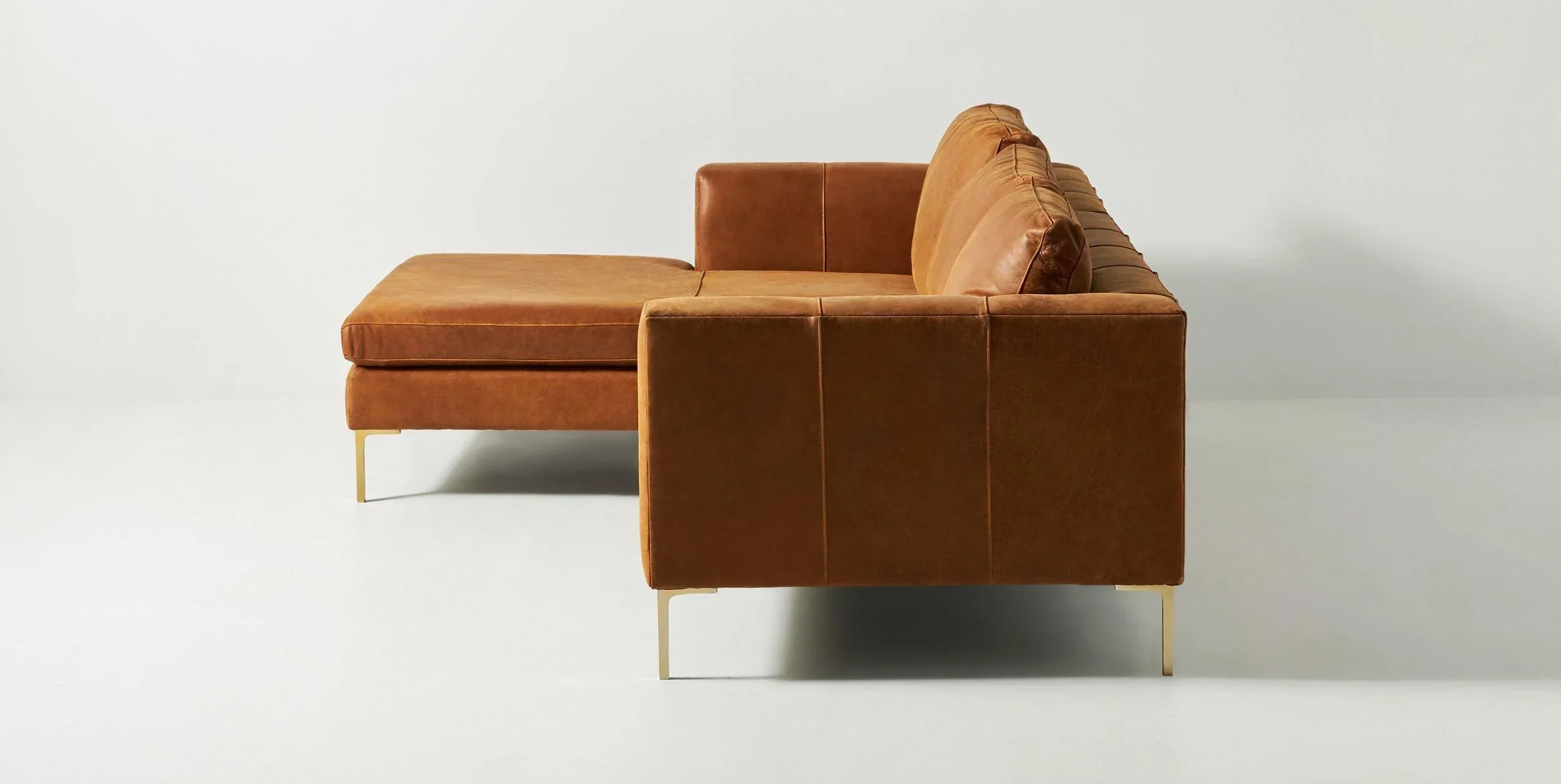 Turin Contemporary Leather Sofa With Chaise - Image 5