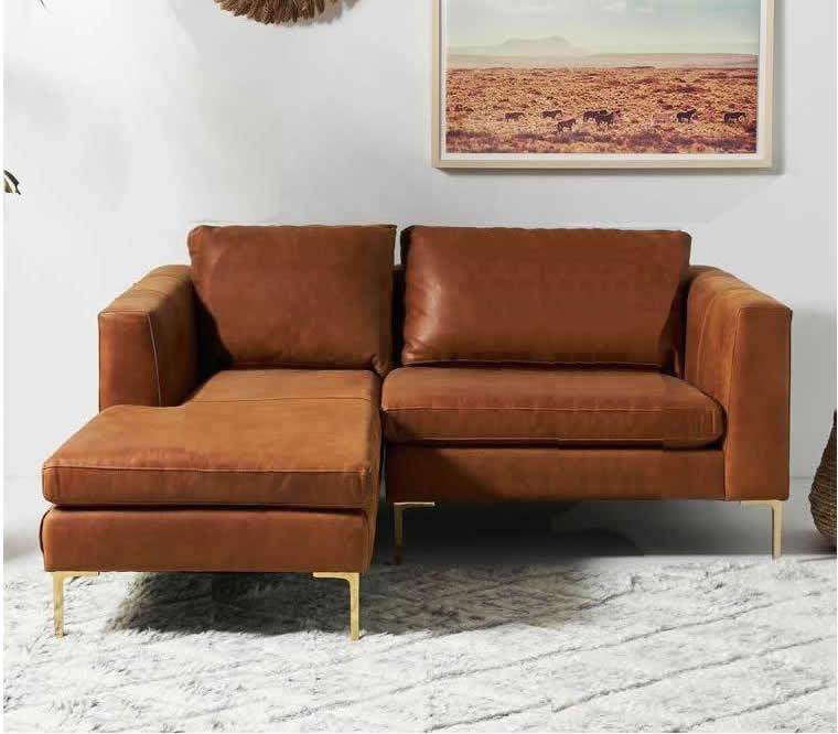 Turin Contemporary Leather Sofa With Chaise - Image 8