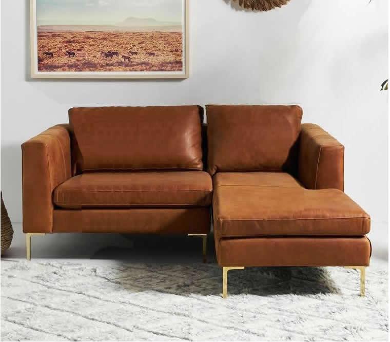Turin Contemporary Leather Sofa With Chaise - Image 9